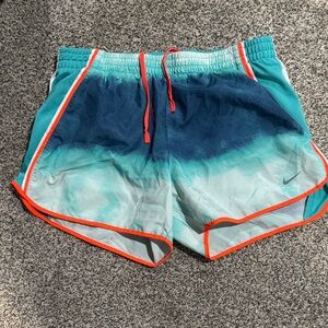 Nike Teal and Navy Ombre Shorts with Orange Trim